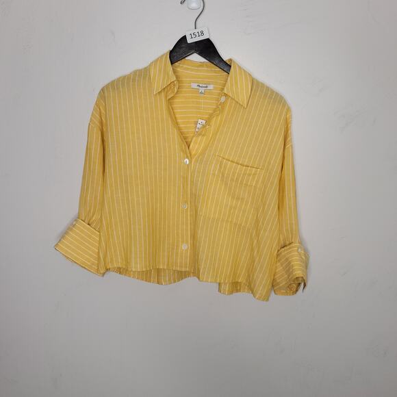 Madewell Tops - Madewell Women Button Linen Top Small Butter Yellow Boxy Oversized Button Nu841
